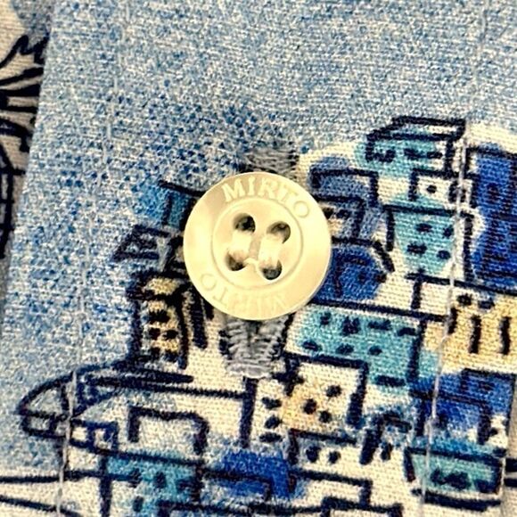 Mirto Spain Button Down Shirt Blue Cotton Nautical Print Size Men’s XXL NWOT - Picture 11 of 15